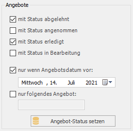 Setze Status weitergeführt für folgende offene Aufträge: